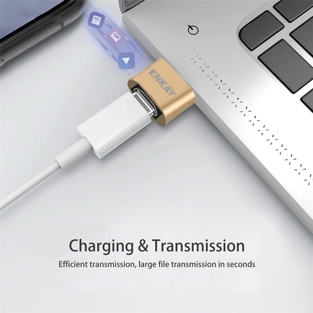 ENKAY HAT PRINCE ENK-AT105 USB Male to Type-C Female Adapter Connector Support Fast Charge Data Transfer - Gold - 2