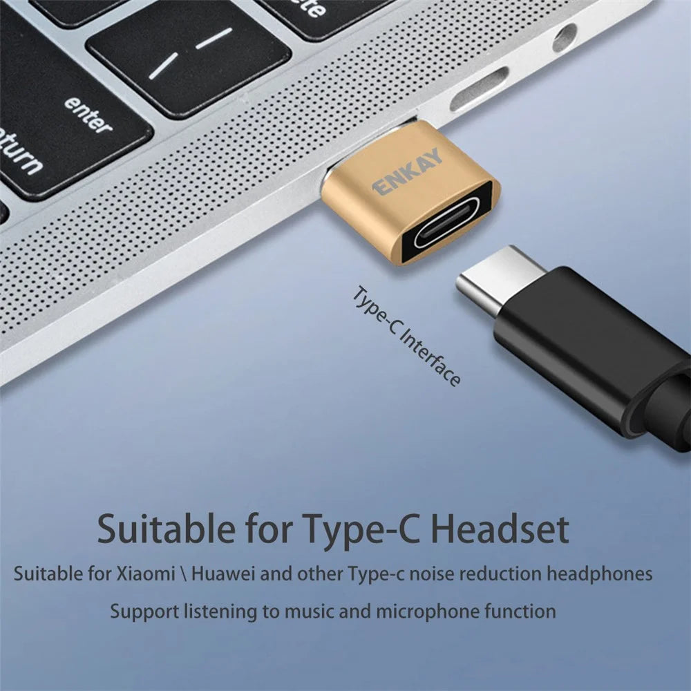 ENKAY HAT PRINCE ENK-AT105 USB Male to Type-C Female Adapter Connector Support Fast Charge Data Transfer - Gold - 3