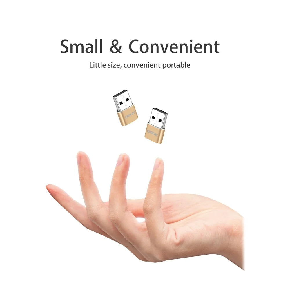 ENKAY HAT PRINCE ENK-AT105 USB Male to Type-C Female Adapter Connector Support Fast Charge Data Transfer - Gold - 6
