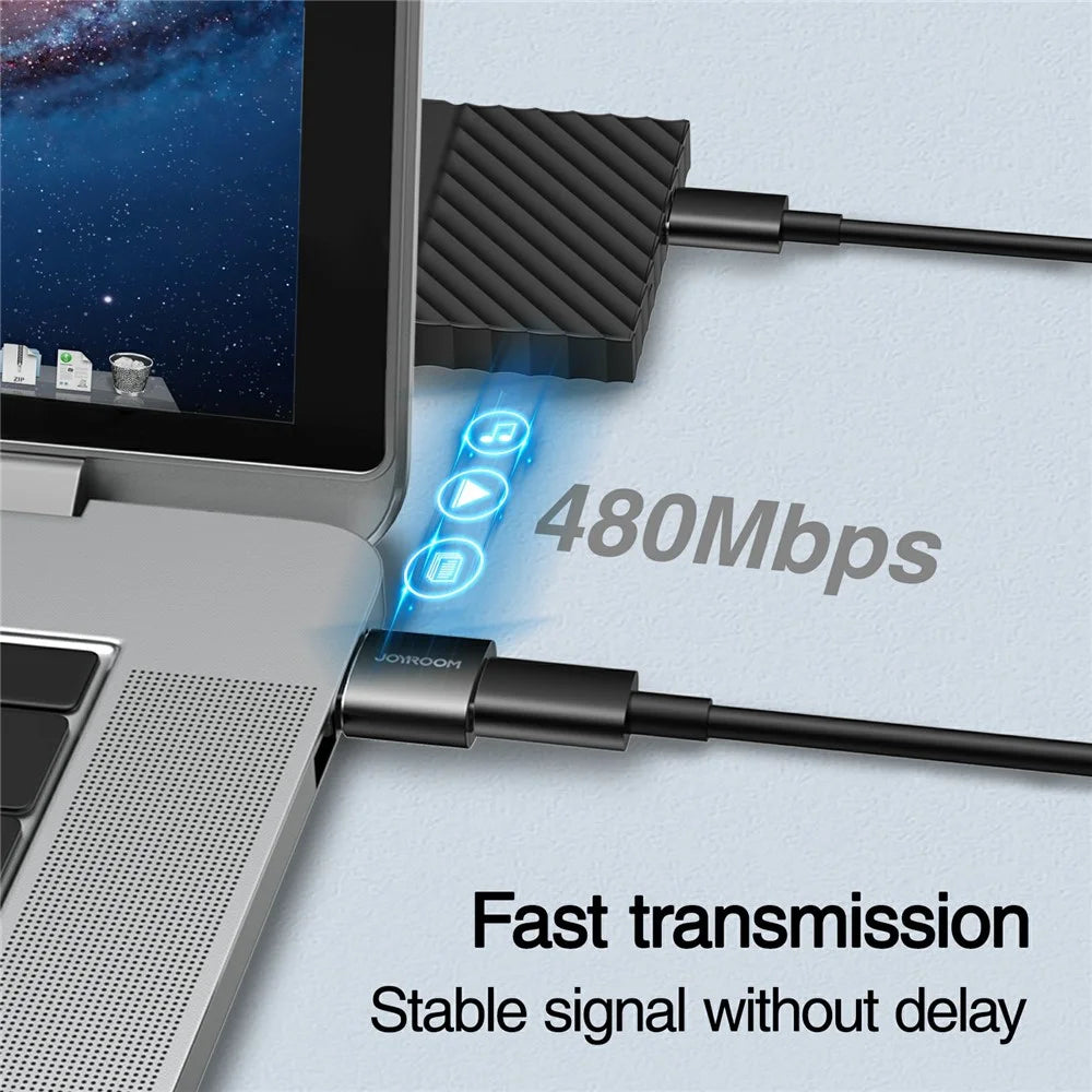 2pcs JOYROOM S-H152 USB to Type C OTG Adapter USB Male to USB-C Female Converter for Laptop Mobile Phone - 3