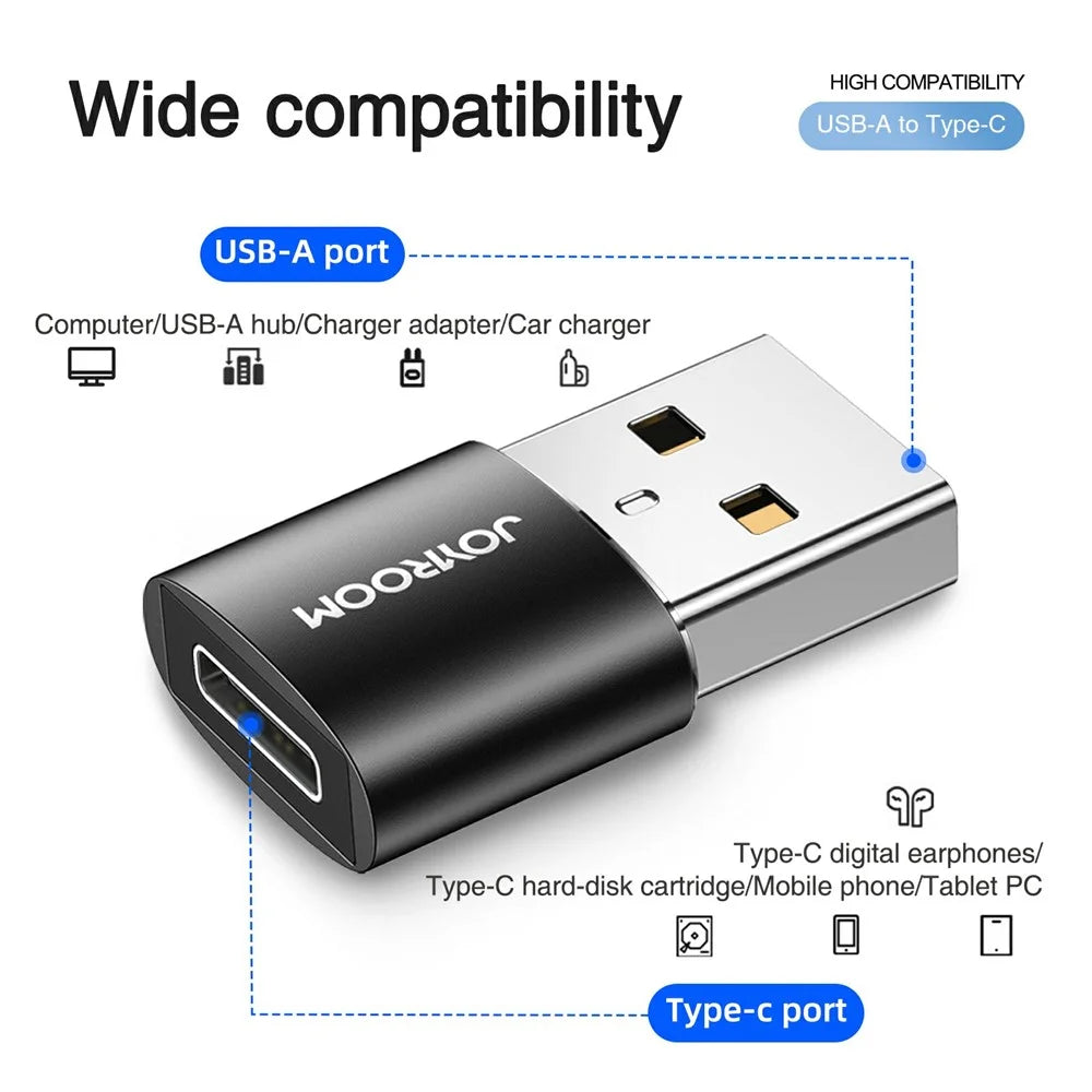 2pcs JOYROOM S-H152 USB to Type C OTG Adapter USB Male to USB-C Female Converter for Laptop Mobile Phone - 7