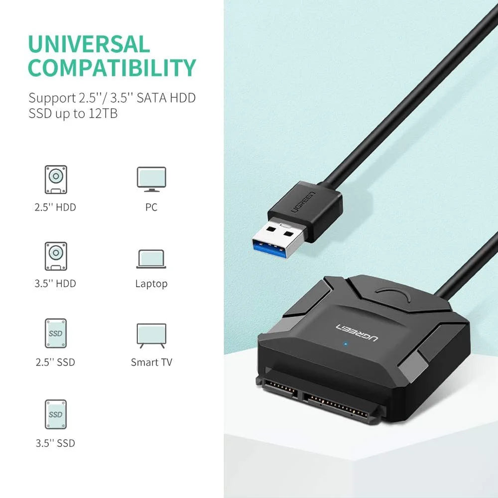 UGREEN 20231 SATA to USB 3.0 Adapter Cable 3.5 / 2.5 Inches SSD HDD SATA III Hard Drive Disk Converter - 4