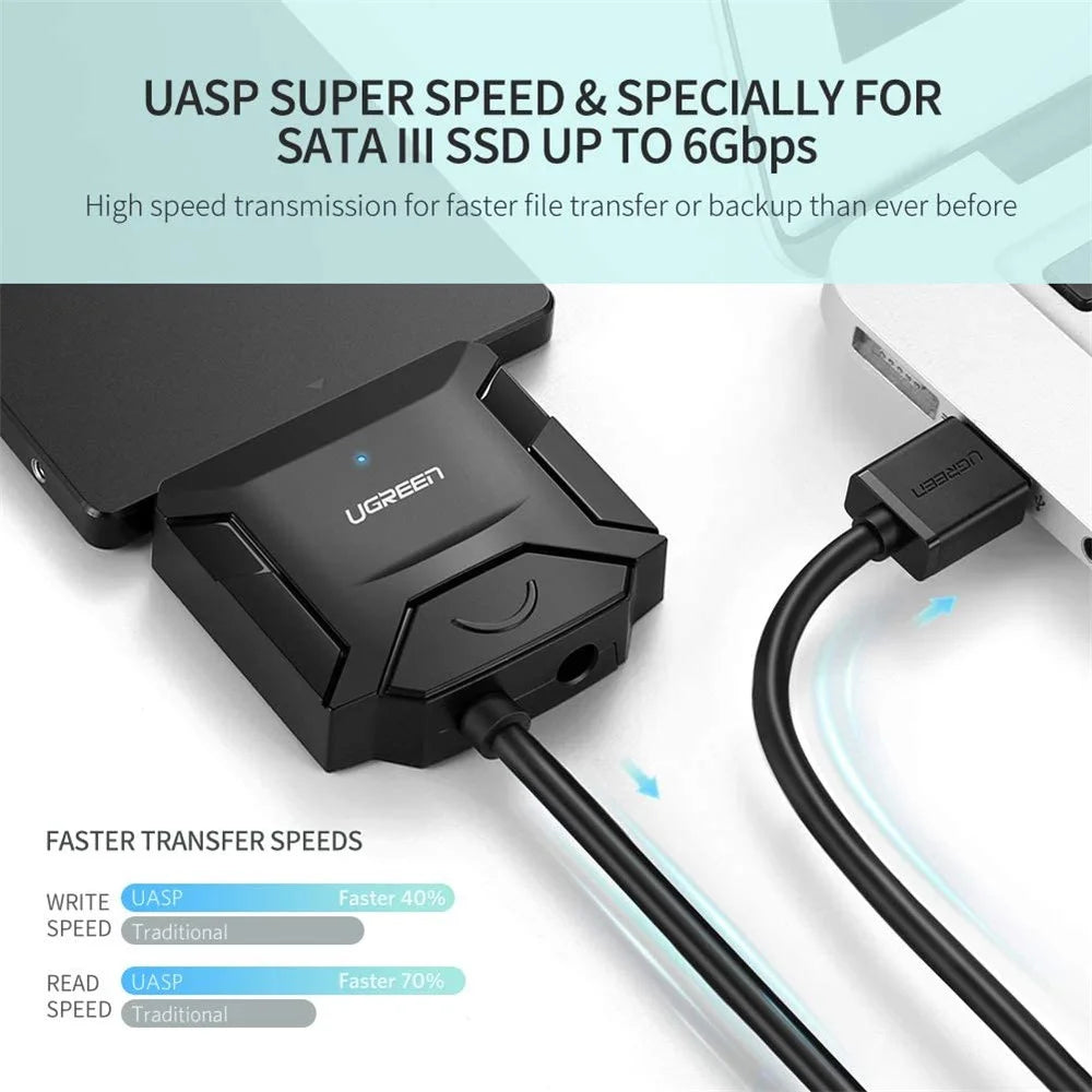 UGREEN 20231 SATA to USB 3.0 Adapter Cable 3.5 / 2.5 Inches SSD HDD SATA III Hard Drive Disk Converter - 5