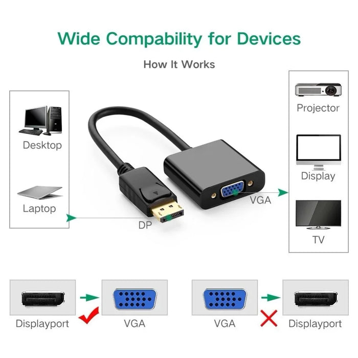 UGREEN 20415 1080P DisplayPort Male to VGA Female Audio Video Adapter Converter - 3