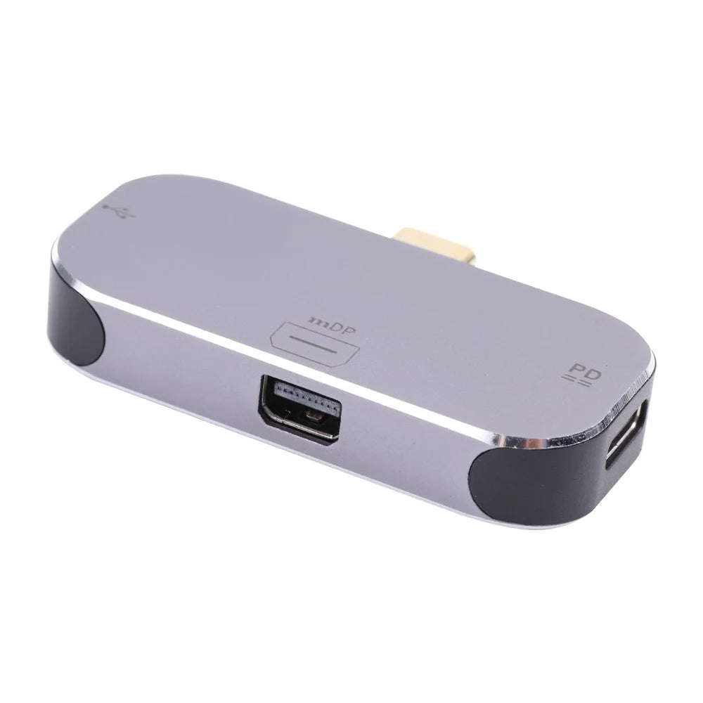 3-in-1 Type-C Male to Dual Type-C Ports+Mini DP Female Adapter Converter - 1