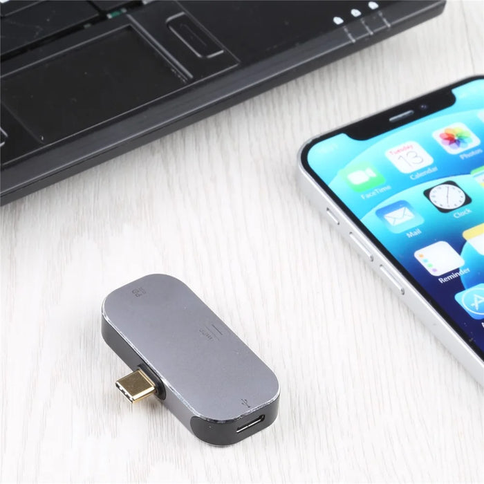 3-in-1 Type-C Male to Dual Type-C Ports+Mini DP Female Adapter Converter - 5