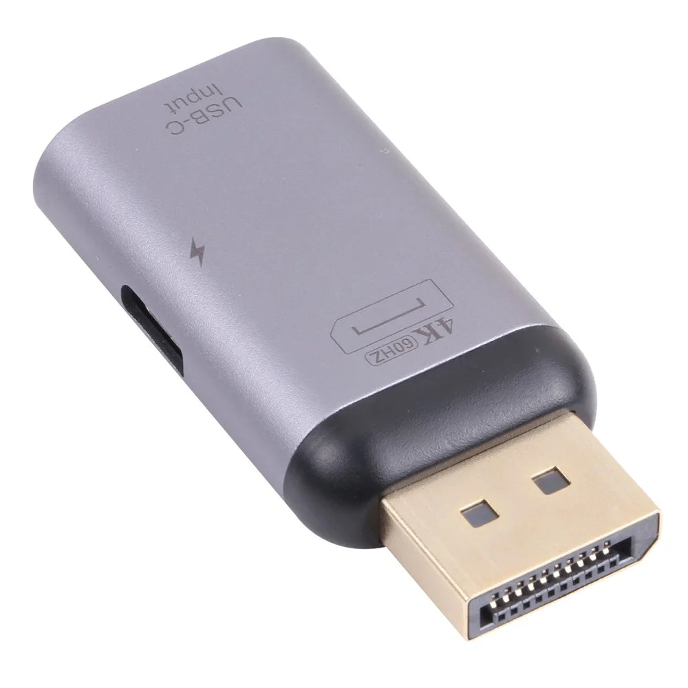 Portable 2-in-1 4K 60Hz DP Male to Type-C Charging + Type-C Female Adapter - 1