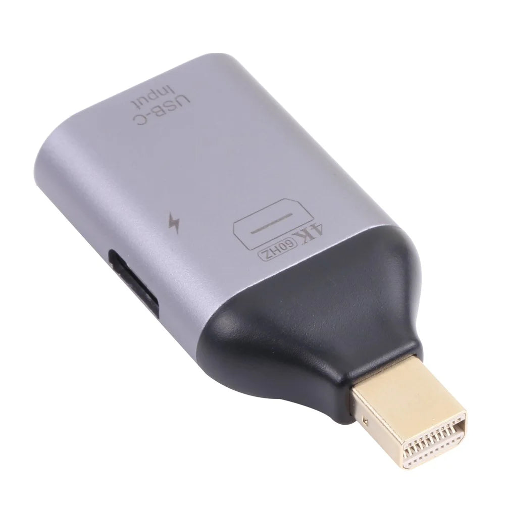 Portable 2-in-1 4K 60Hz Mini DP Male to Type-C Charging + Type-C Female Adapter Converter - 1