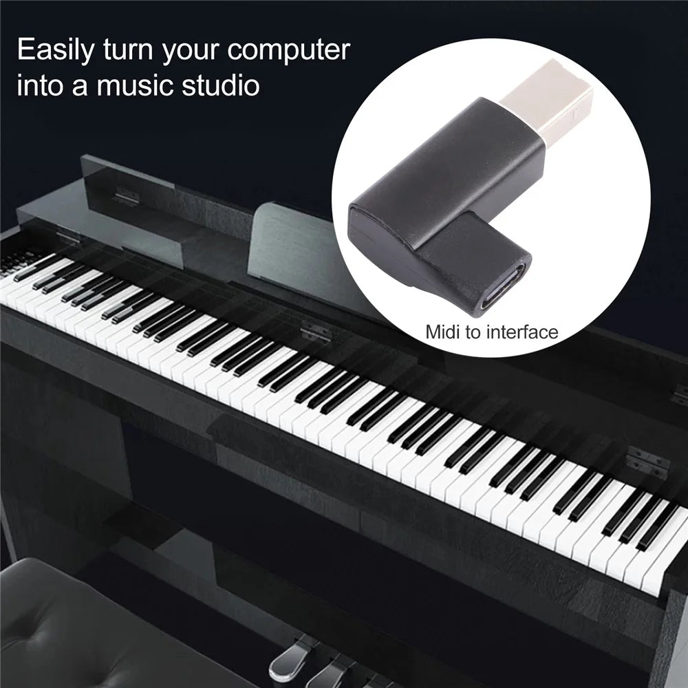Type-C Female to MIDI Male Adapter Converter for Electric Piano Printer - Black - 5