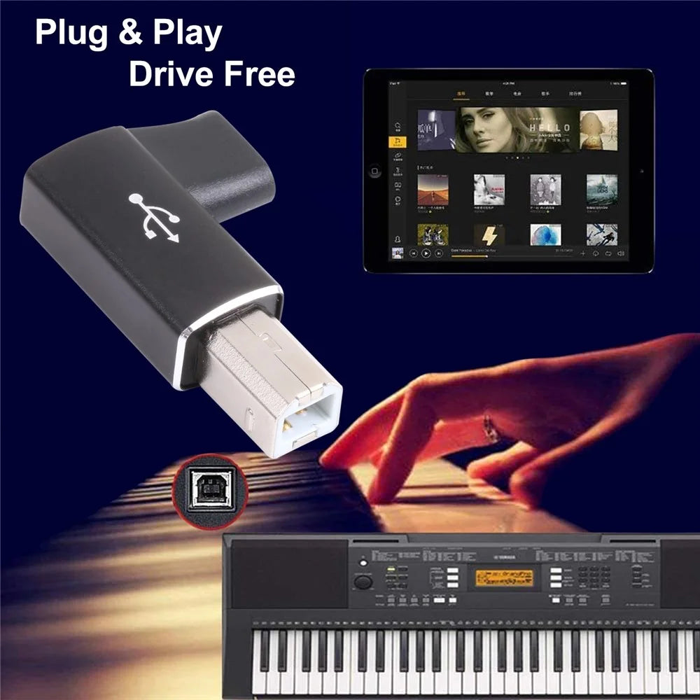 Type-C Female to MIDI Male Adapter Converter for Electric Piano Printer - Black - 6