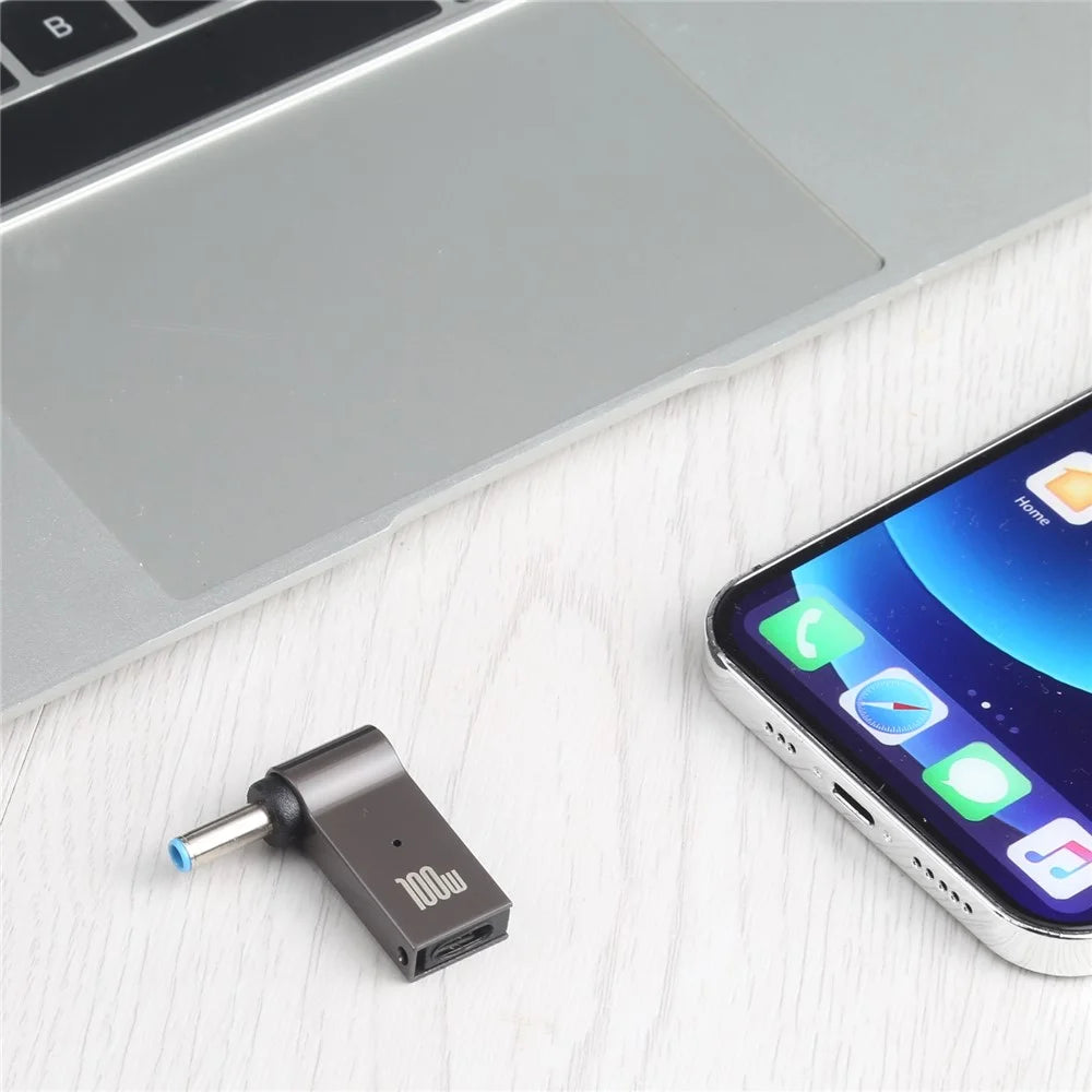 100W Type-C Female to DC 4.5x3.0mm Male Laptop Charging Converter Plug Charge Cable Adapter for HP - 3