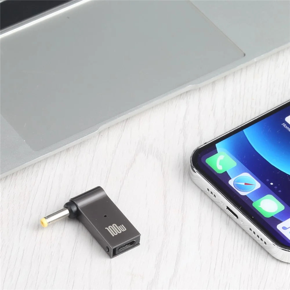 100W Type-C Female to DC 4.0x1.7mm Male Right Angle Laptop Charging Converter Plug Adapter for Lenovo - 3