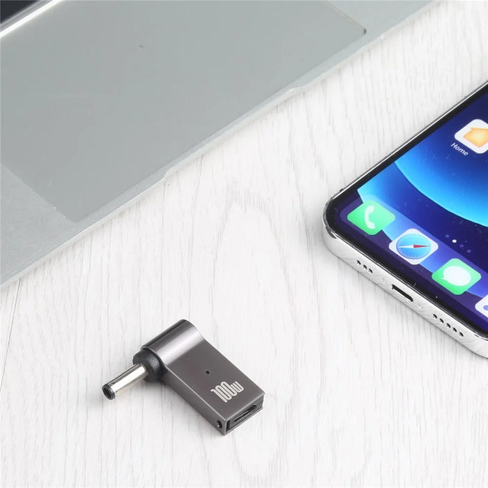 Type-C Female to DC 4.5x3.0mm Male 100W Laptop Charging Converter Plug Adapter for Dell - 3
