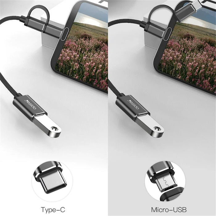 YESIDO GS02 2-in-1 Type C/Micro to USB OTG Adapter Cable Connector for Samsung Xiaomi Huawei MacBook - 3