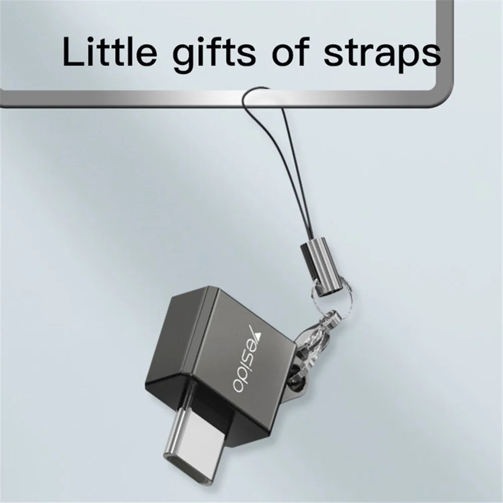 YESIDO GS08 Zinc Alloy Mini Type-C to USB OTG Connector Adapter with Keychain - 5