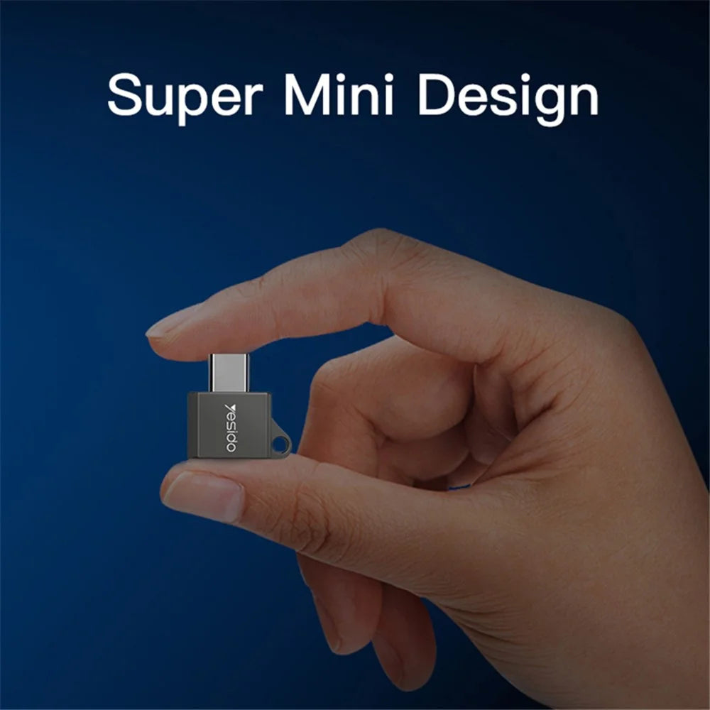 YESIDO GS08 Zinc Alloy Mini Type-C to USB OTG Connector Adapter with Keychain - 6