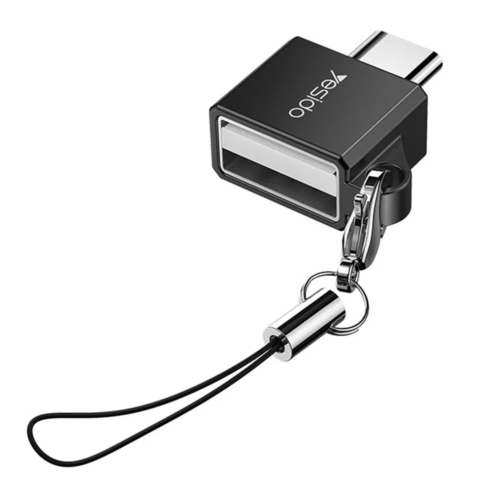 YESIDO GS08 Zinc Alloy Mini Type-C to USB OTG Connector Adapter with Keychain - 7