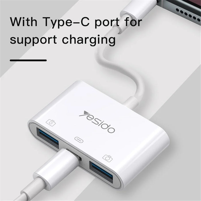 YESIDO GS17 Type-C to USB Converter with PD Fast Charging Port USB 3.0 OTG Adapter for U-Disk Mouse Keyboard - 3