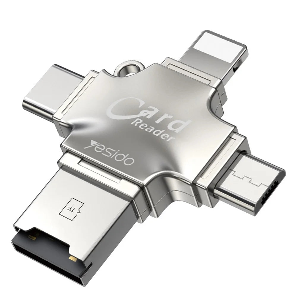 YESIDO GS13 USB+Type-C+Micro+iP (5-14) Multifunction Card Reader OTG Adapter for iPhone / Android / TF Card - 1