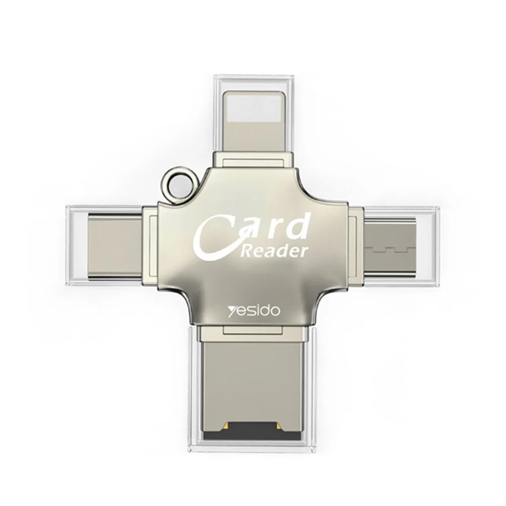 YESIDO GS13 USB+Type-C+Micro+iP (5-14) Multifunction Card Reader OTG Adapter for iPhone / Android / TF Card - 6