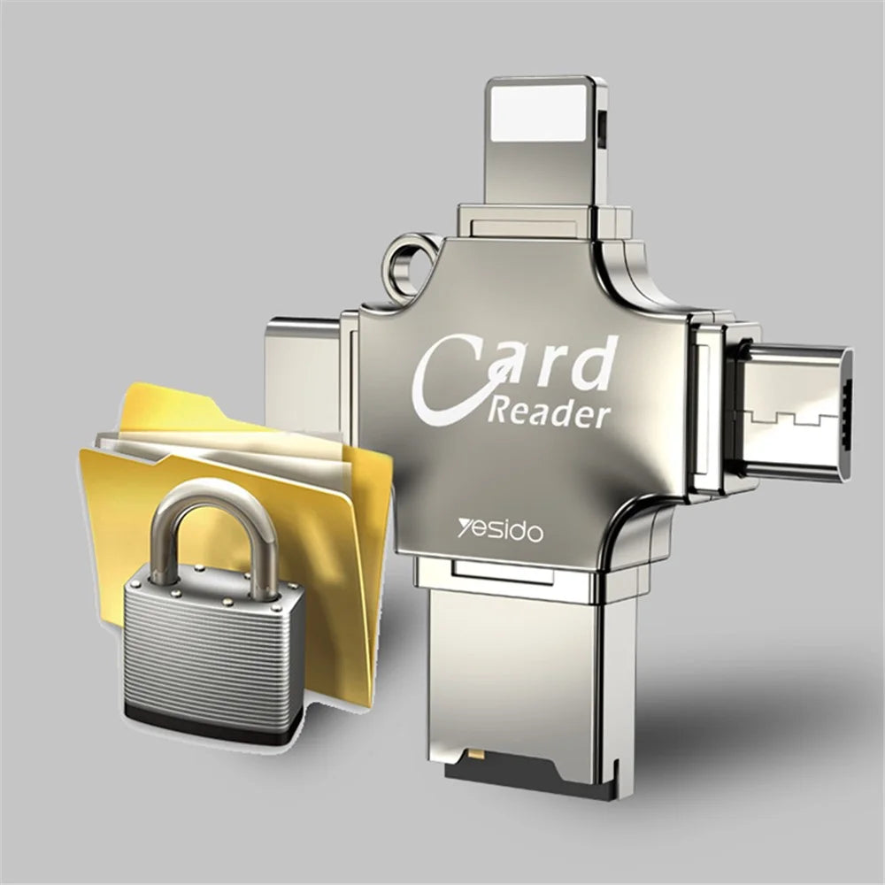 YESIDO GS13 USB+Type-C+Micro+iP (5-14) Multifunction Card Reader OTG Adapter for iPhone / Android / TF Card - 7