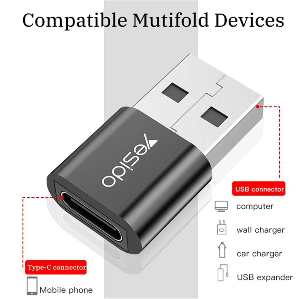 YESIDO GS09 USB Male to Type C Female Adapter OTG Connector Converter for MacBook Samsung - 5