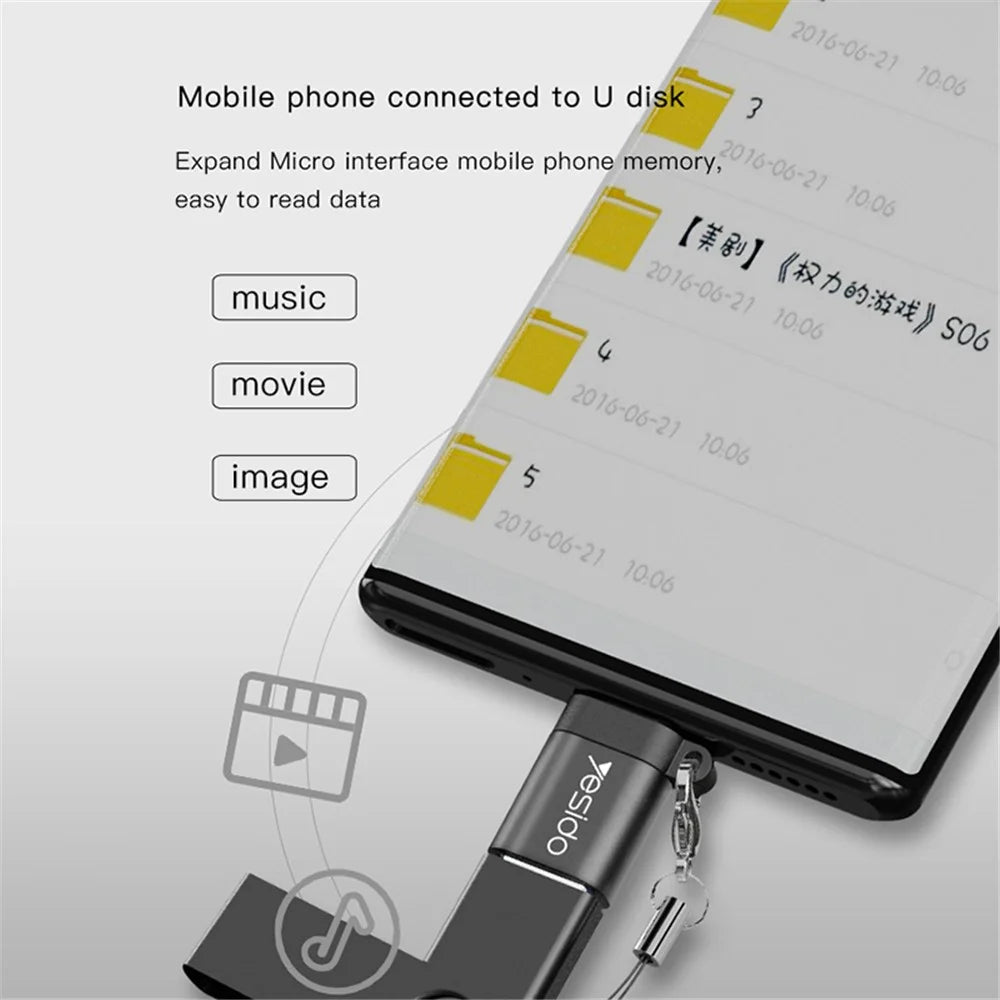 YESIDO GS07 Portable Micro USB to USB OTG Adapter with Keychain for Android Phone Tablet - 3