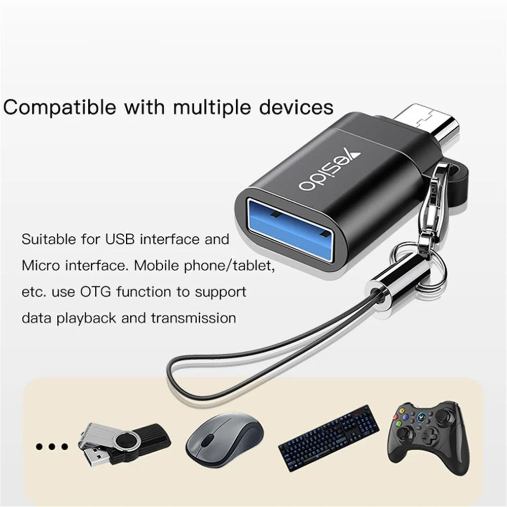 YESIDO GS07 Portable Micro USB to USB OTG Adapter with Keychain for Android Phone Tablet - 7