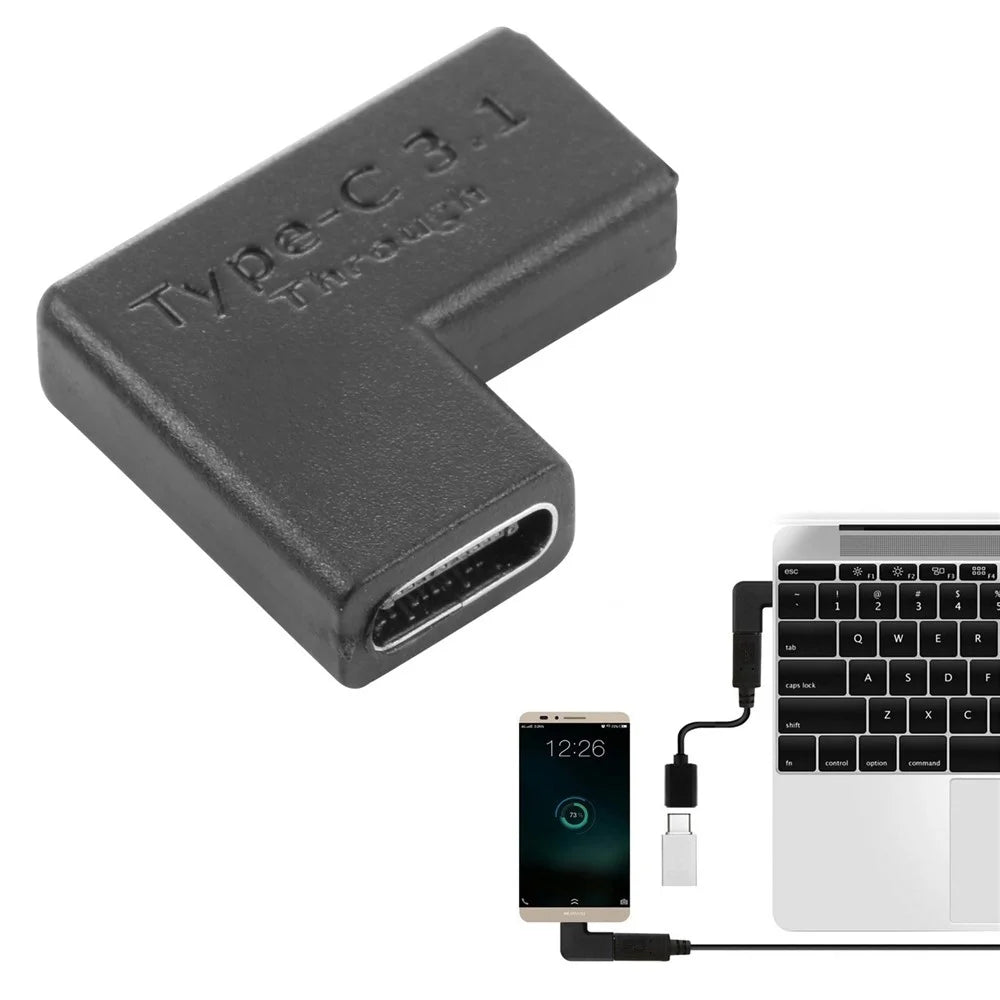 Type-C Female to Type-C Female Right Angle Phone Charging Adapter - 1