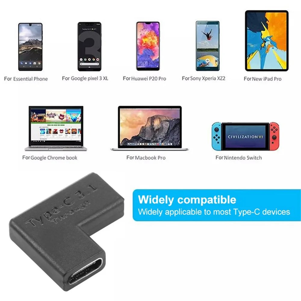 Type-C Female to Type-C Female Right Angle Phone Charging Adapter - 2