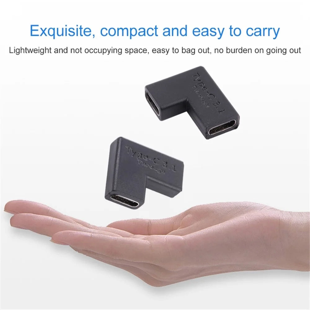 Type-C Female to Type-C Female Right Angle Phone Charging Adapter - 3