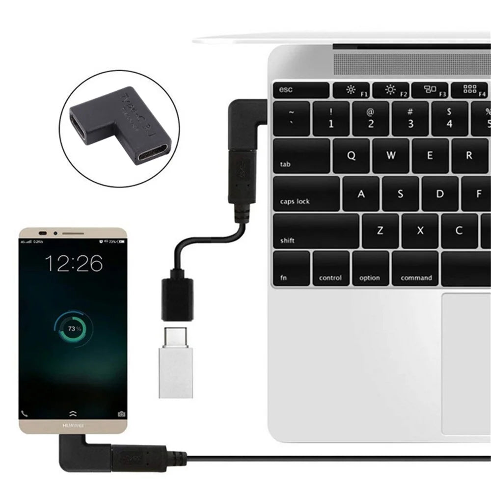 Type-C Female to Type-C Female Right Angle Phone Charging Adapter - 4