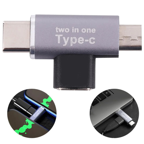 Type-C Female to Type-C Male + Micro USB Male 2-in-1 Mobile Phone Charging Adapter - 1