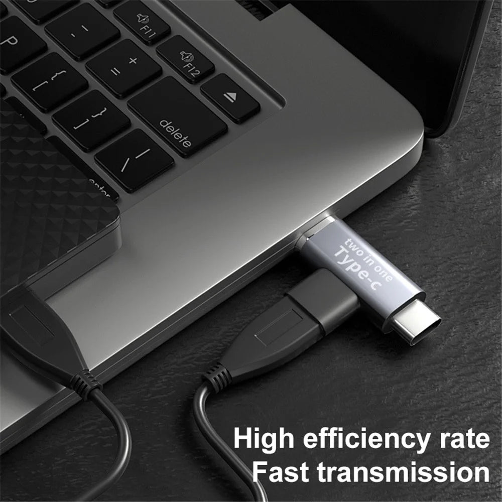 Type-C Female to Type-C Male + Micro USB Male 2-in-1 Mobile Phone Charging Adapter - 3