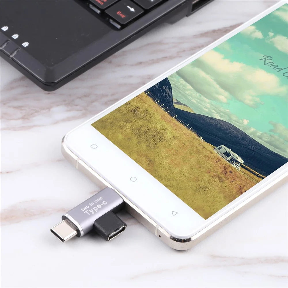 Type-C Female to Type-C Male + Micro USB Male 2-in-1 Mobile Phone Charging Adapter - 4