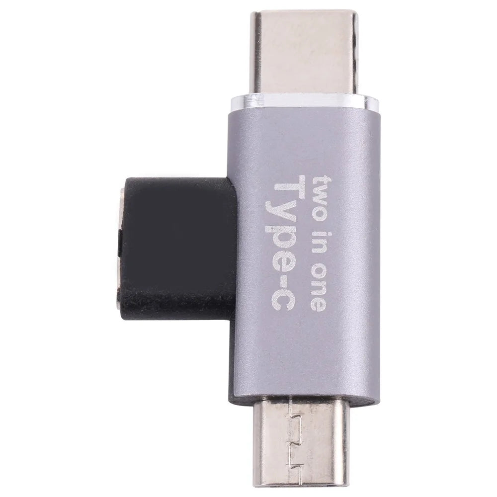 Type-C Female to Type-C Male + Micro USB Male 2-in-1 Mobile Phone Charging Adapter - 5