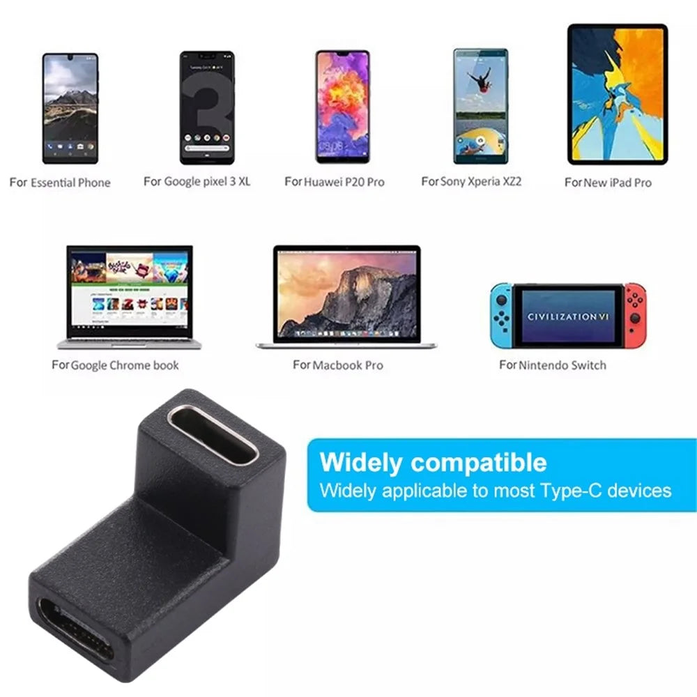 Type-C Female to Type-C Female Right Angle Charging Adapter Converter - 2