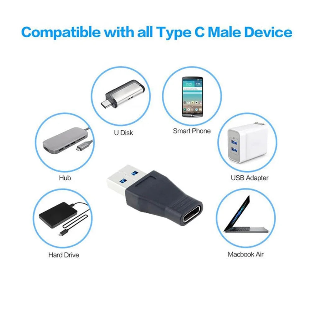 USB 3.1 Type C Female to USB 3.0 A Male OTG Adapter Nickel-Plated Sync Data Converter Connector - 5