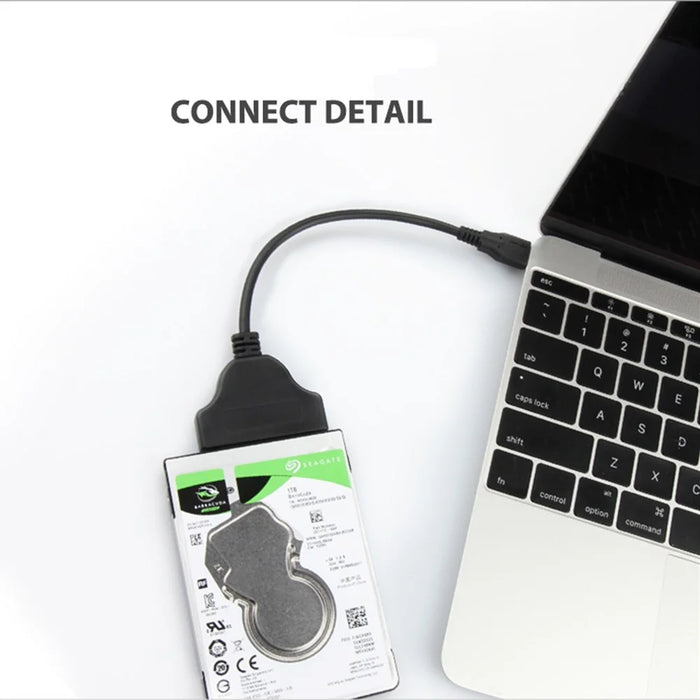 USB-C to 22-pin SATA Adapter Converter High-Speed Data Transfer Cable for 2.5 inch HDD SSD - Black - 2