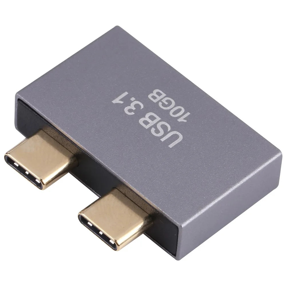 Portable Dual USB Female to 2x Type-C Male Aluminum Alloy Converter USB 3.1 10GB Adapter - 2