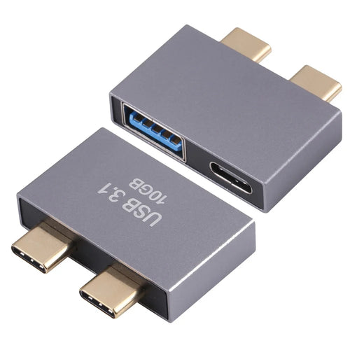 USB + Type-C Female to 2x Type-C Male Converter USB 3.1 10GB Aluminum Alloy Adapter - 1