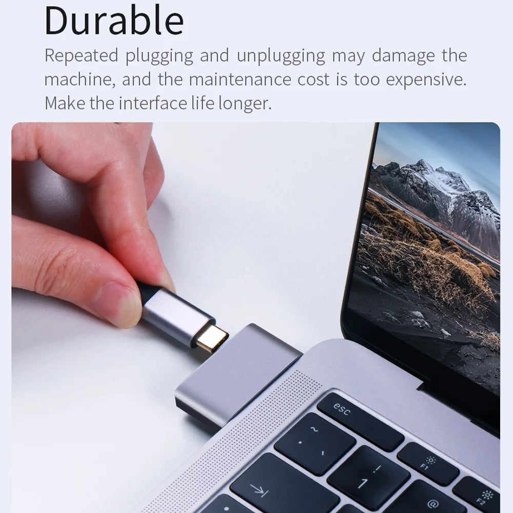 USB + Type-C Female to 2x Type-C Male Converter USB 3.1 10GB Aluminum Alloy Adapter - 2