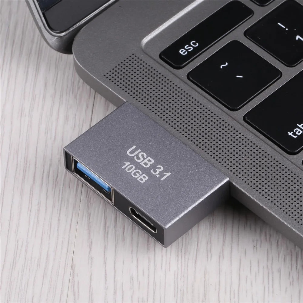USB + Type-C Female to 2x Type-C Male Converter USB 3.1 10GB Aluminum Alloy Adapter - 4