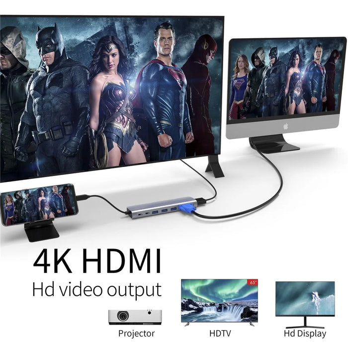 YSTC9048 9 in 1 Multi-port USB C Hub Portable High-speed Data Sync Converter USB C to USB3.0 TF SD Adapter Support HD  VGA - 5