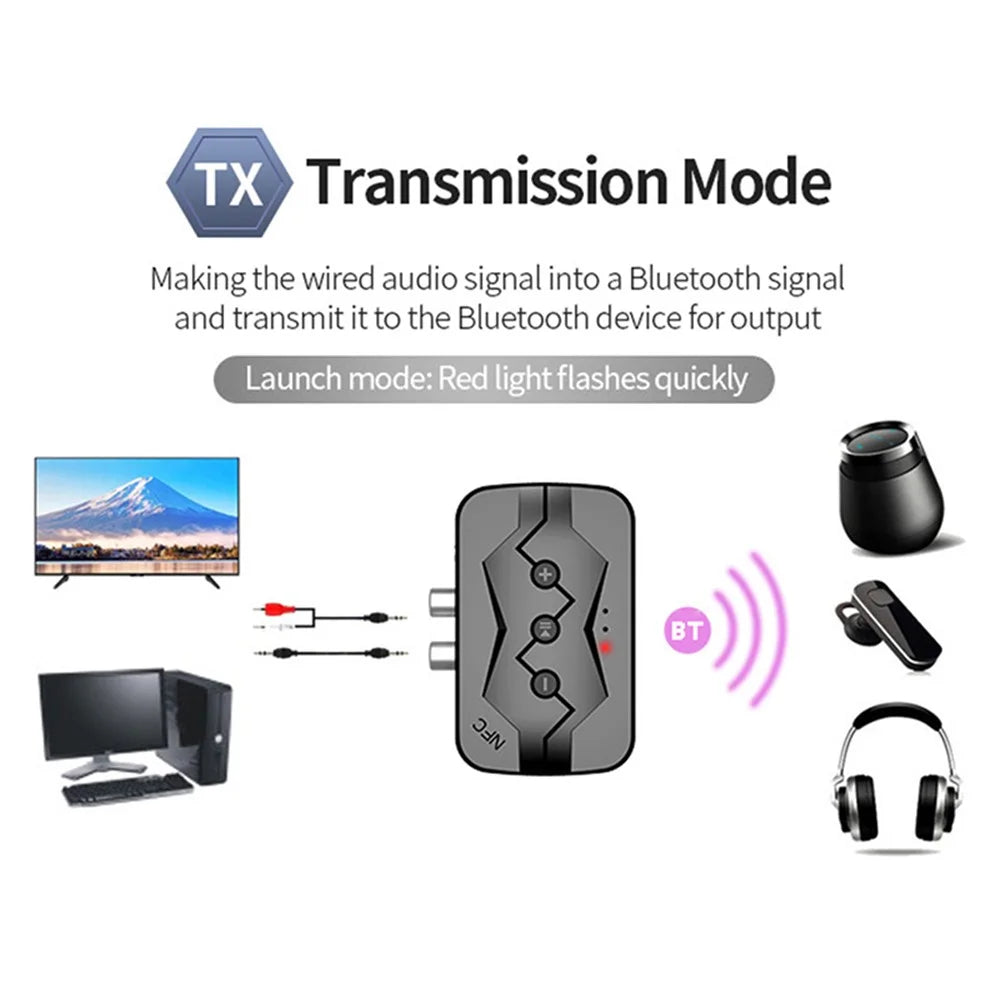 M23 NFC 2-in-1 Bluetooth-compatible 5.0 Receiver Transmitter RCA AUX Audio Adapter Support U-disk TF Card - 4