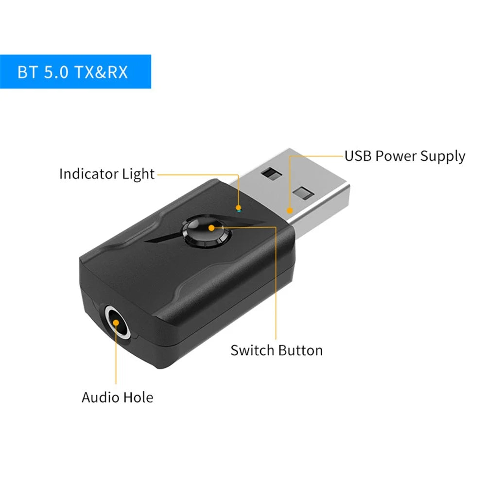 M135 Bluetooth-compatible 5.0 Transmitter Stereo Music Receiver USB Dual Output Bluetooth-compatible Adapter Computer Audio Adapter - 4