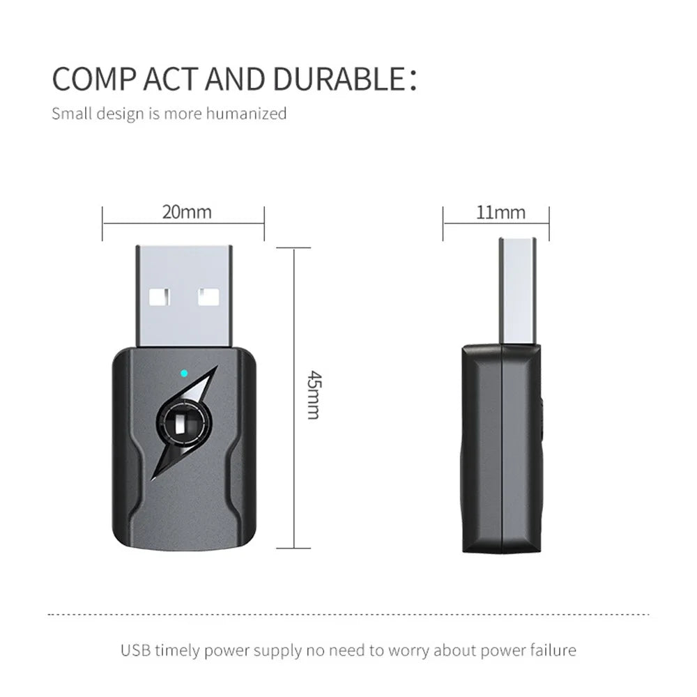 M135 Bluetooth-compatible 5.0 Transmitter Stereo Music Receiver USB Dual Output Bluetooth-compatible Adapter Computer Audio Adapter - 5
