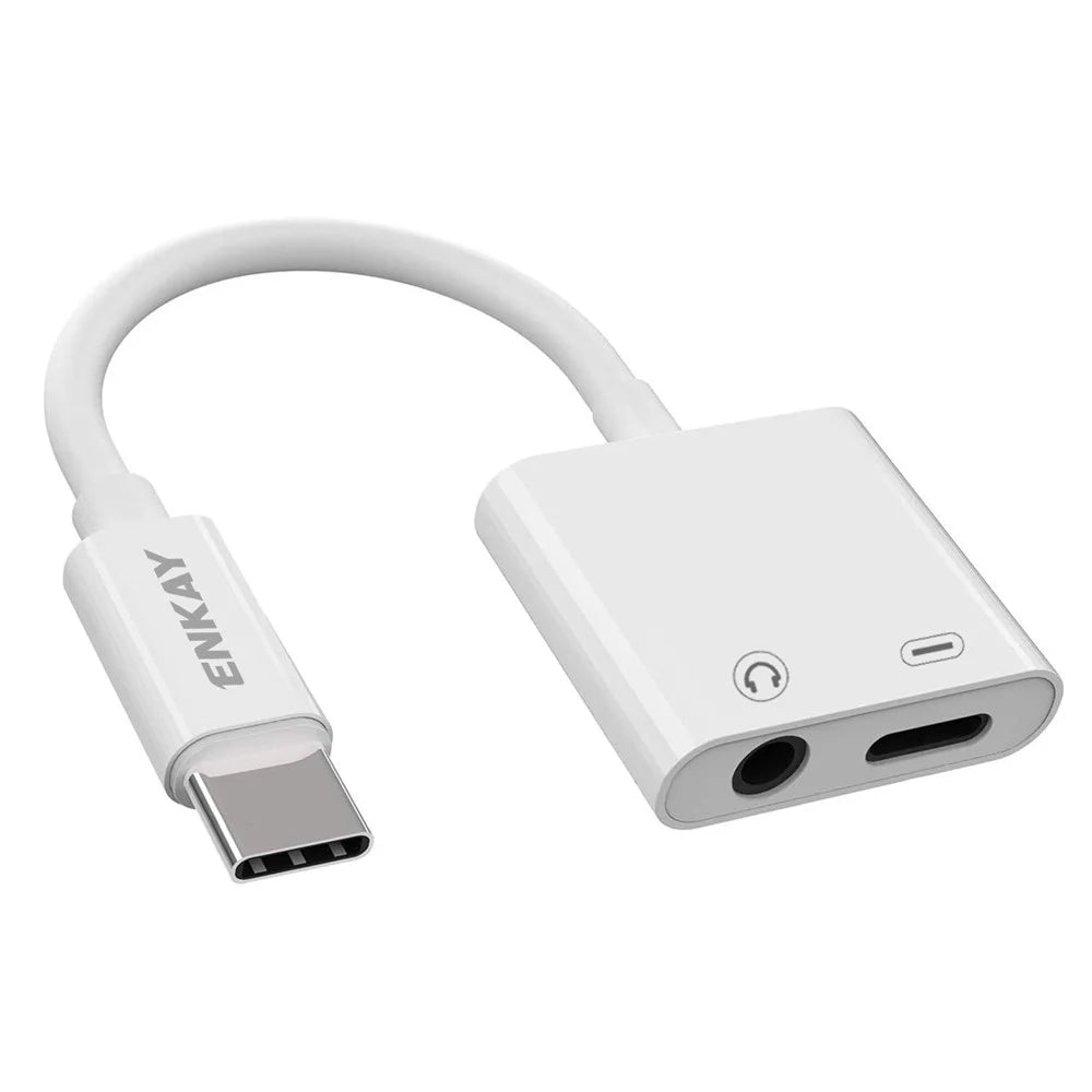 ENKAY HAT PRINCE ENK-AT106 USB C to 3.5mm Headphone Charger Adapter Type C Earphone Jack AUX Dongle Audio Converter - 1