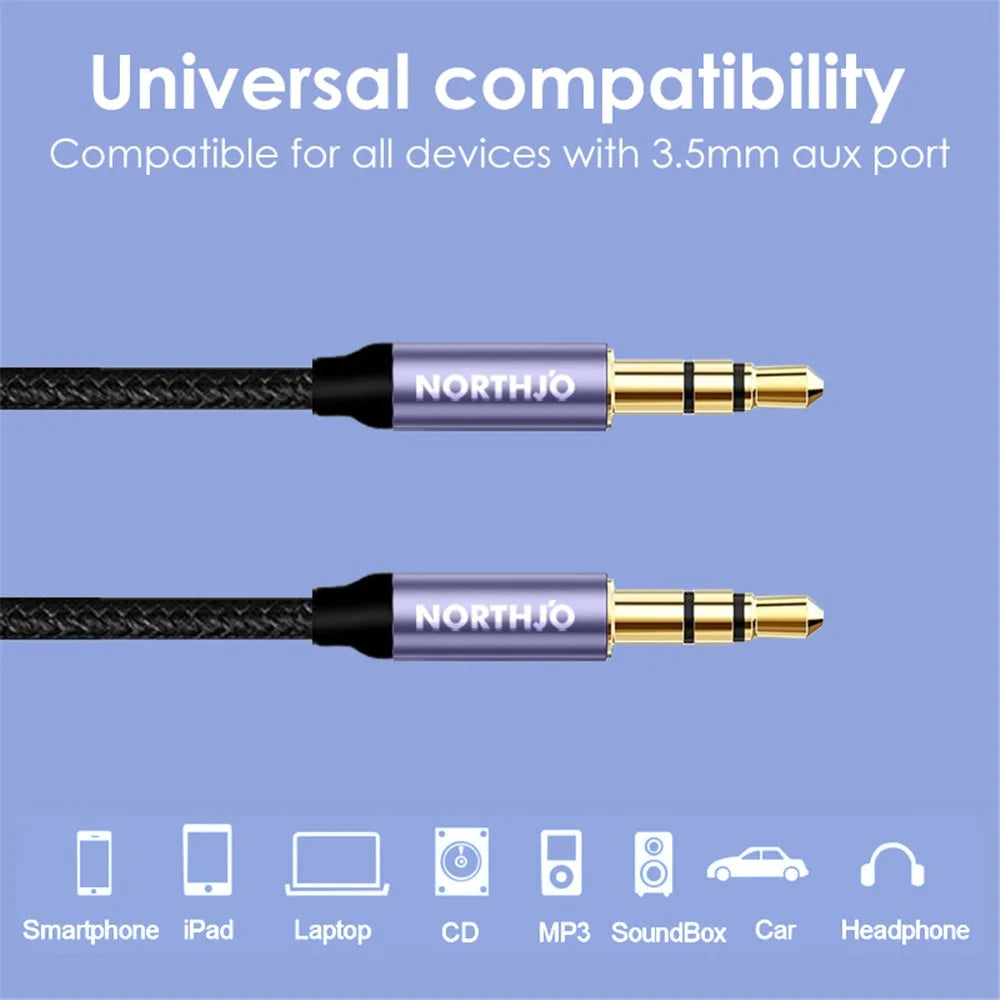 NORTHJO 1m 3 Pole 3.5mm Male to Male Stereo Audio Cable for Mobile Phone MP3 Car Speaker - 2
