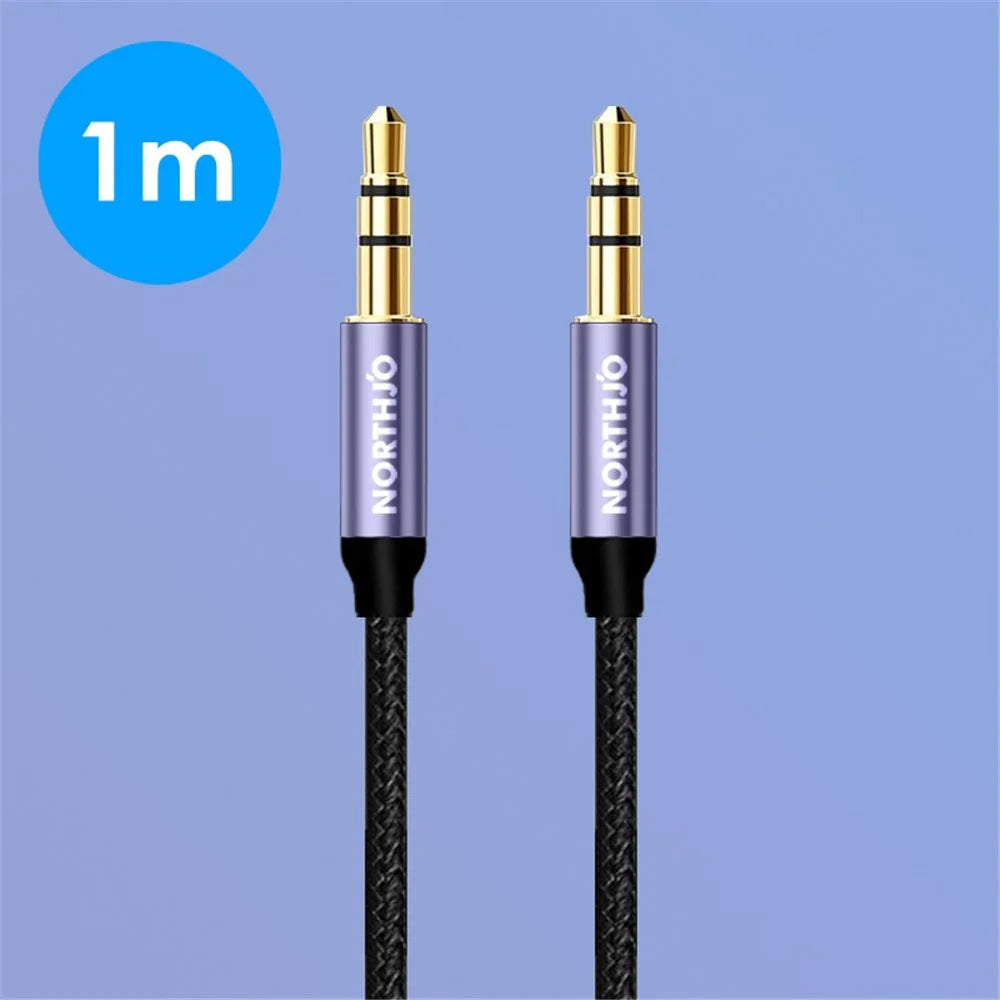 NORTHJO 1m 3 Pole 3.5mm Male to Male Stereo Audio Cable for Mobile Phone MP3 Car Speaker - 5
